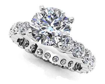 Round Brilliant 14K White Gold Lab Grown 3.10 ttcw ( 1ct center stone)