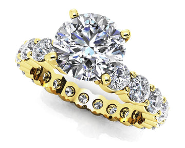 Round Brilliant 14K Yellow Gold Lab Grown 3.10 ttcw ( 1ct center stone)