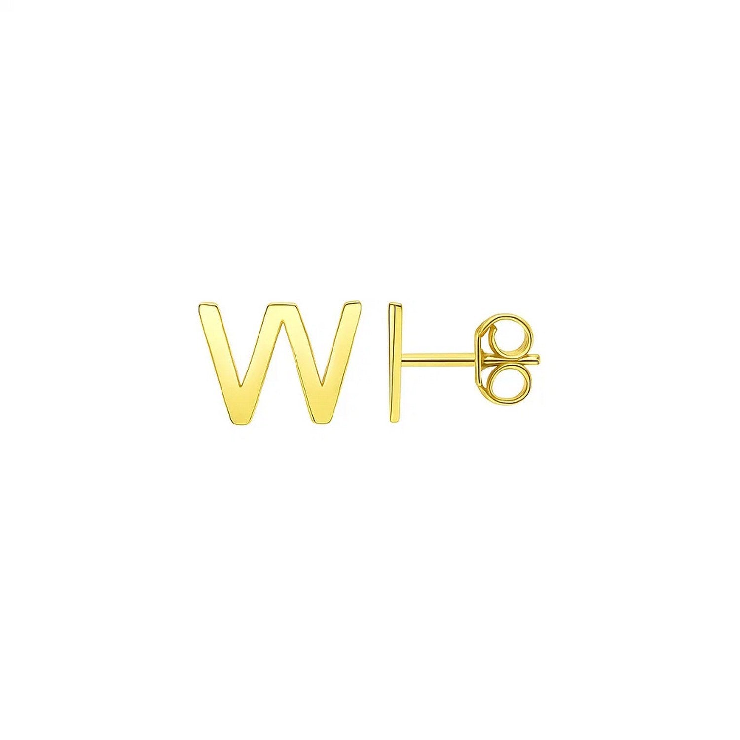 14K Yellow Gold Yours Truly Initial W Stud Earrings for Women | Yene Store