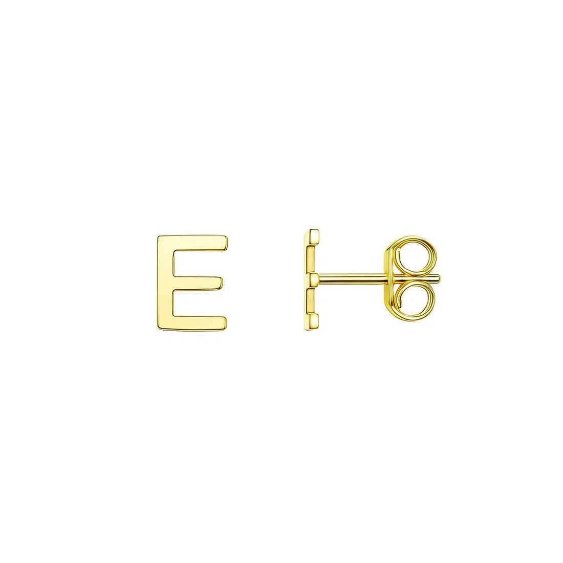 14K Yellow Gold Yours Truly Initial E Stud Earrings for Women | Yene Store