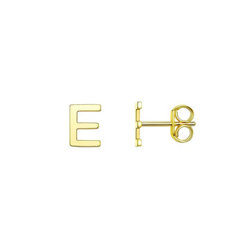 14K Yellow Gold Yours Truly Initial E Stud Earrings for Women | Yene Store