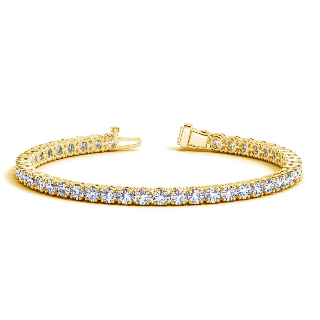 Lab Grown Round Diamond Tennis Bracelet in 14k Yellow Gold(10 cctw F/G VS2/SI1) for Women | Yenestore 