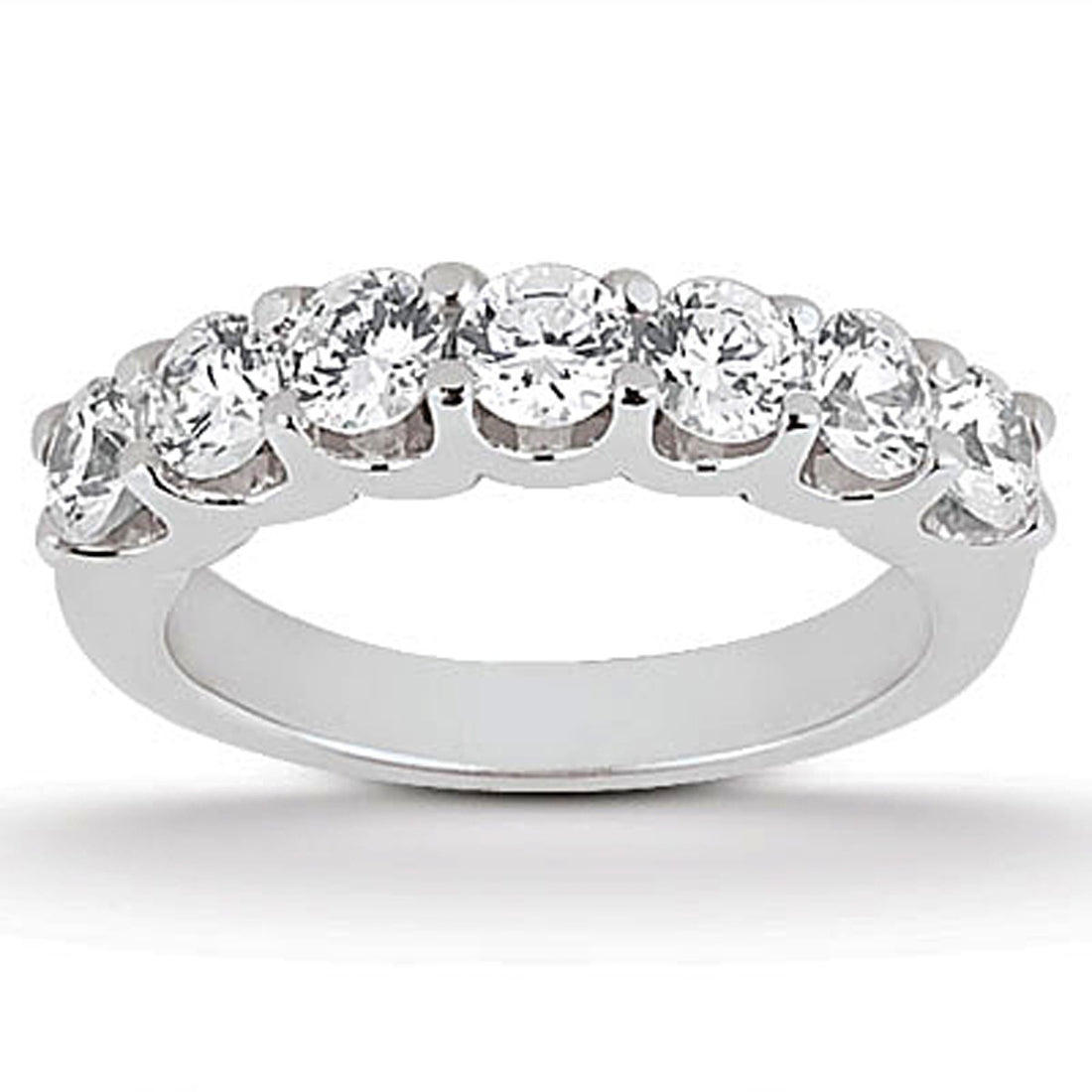 14k White Gold Diamond Scalloped Shared U Prong Setting Wedding Ring Band for Women | Yene Store