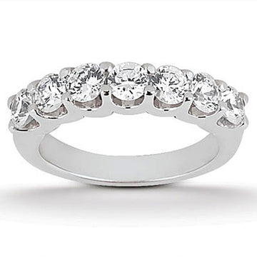14k White Gold Diamond Scalloped Shared U Prong Setting Wedding Ring Band for Women | Yene Store