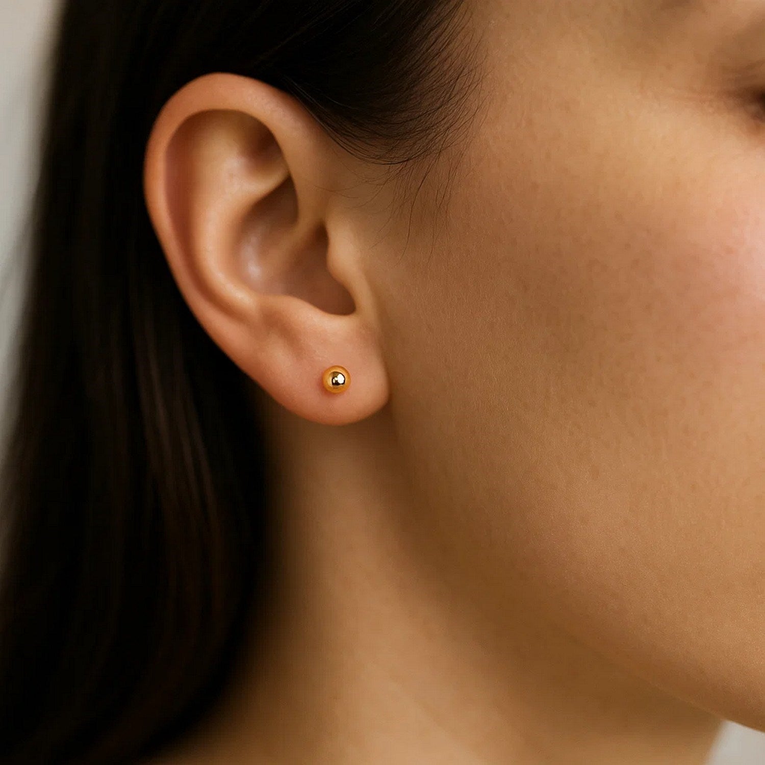 14k Yellow Gold Polished Round Stud Earrings(3mm) for Women | Yene Store