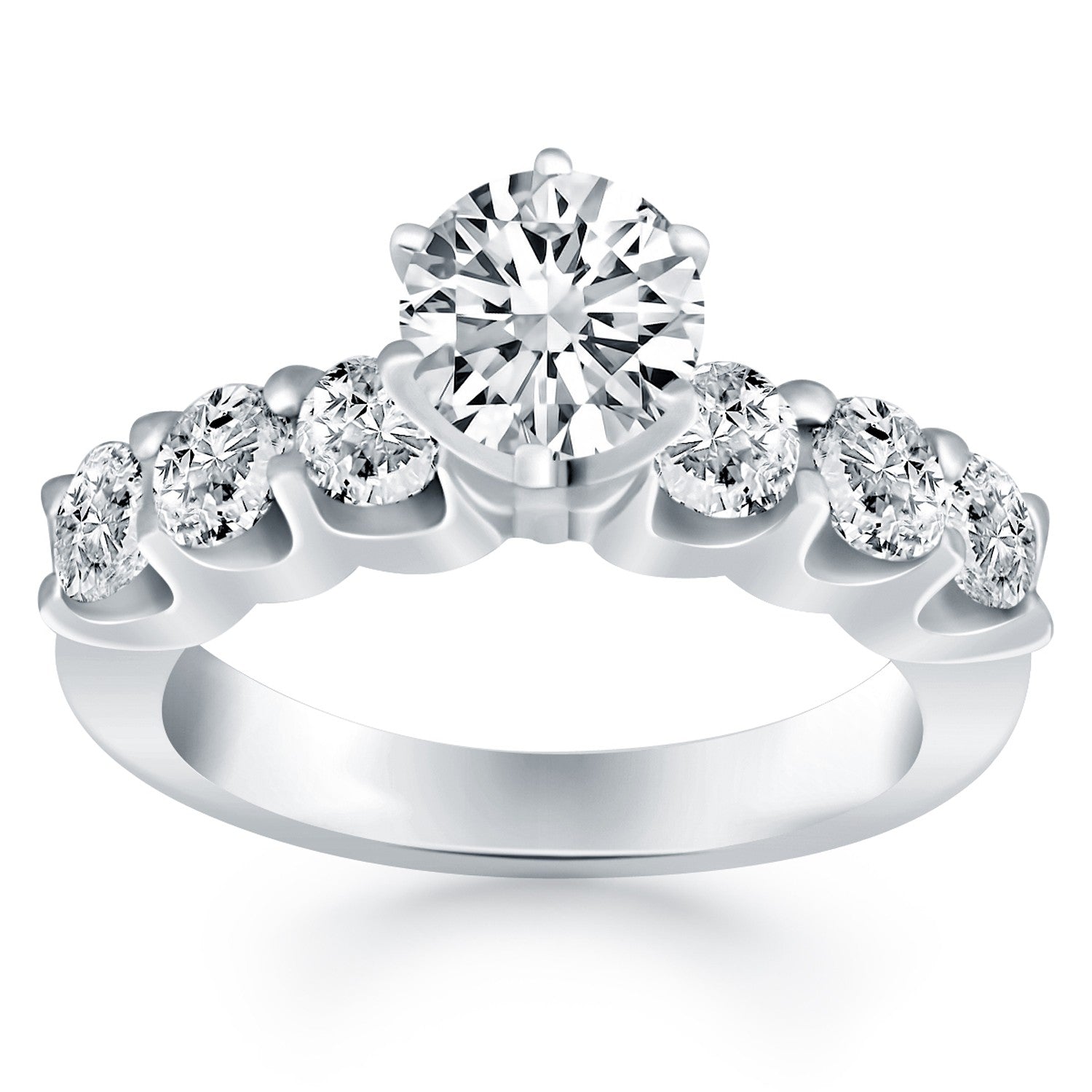 14k White Gold Shared Prong Diamond Engagement Ring for Women | Yene Store