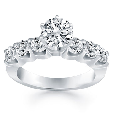 14k White Gold Shared Prong Diamond Engagement Ring for Women | Yene Store