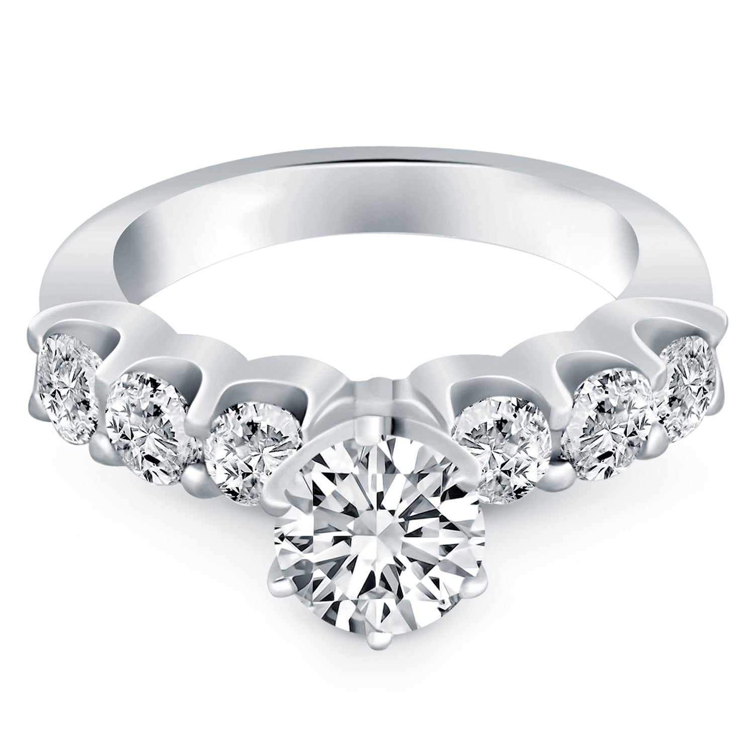 14k White Gold Shared Prong Diamond Engagement Ring for Women | Yene Store