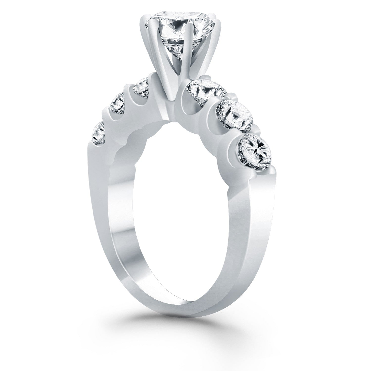 14k White Gold Shared Prong Diamond Engagement Ring for Women | Yene Store
