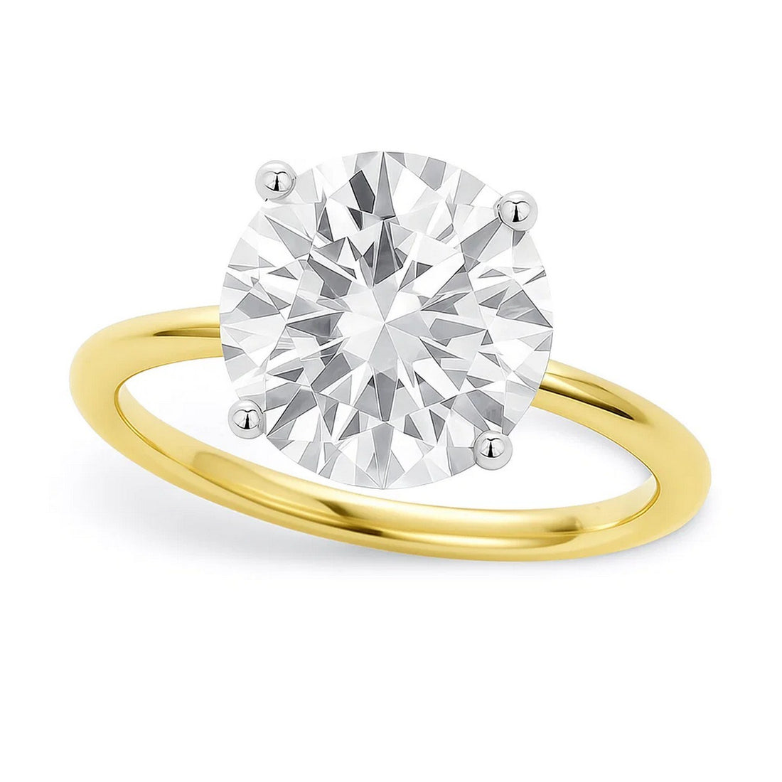 5 Carat Round Lab Grown IGI G/VS1 Diamond Solitaire Ring in 10K Yellow Gold for Women | Yene Store