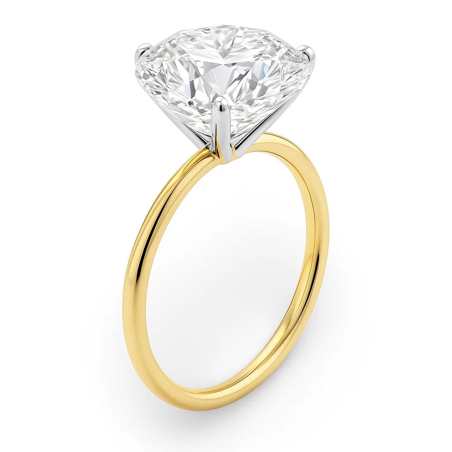 5 Carat Round Lab Grown IGI G/VS1 Diamond Solitaire Ring in 10K Yellow Gold for Women | Yene Store
