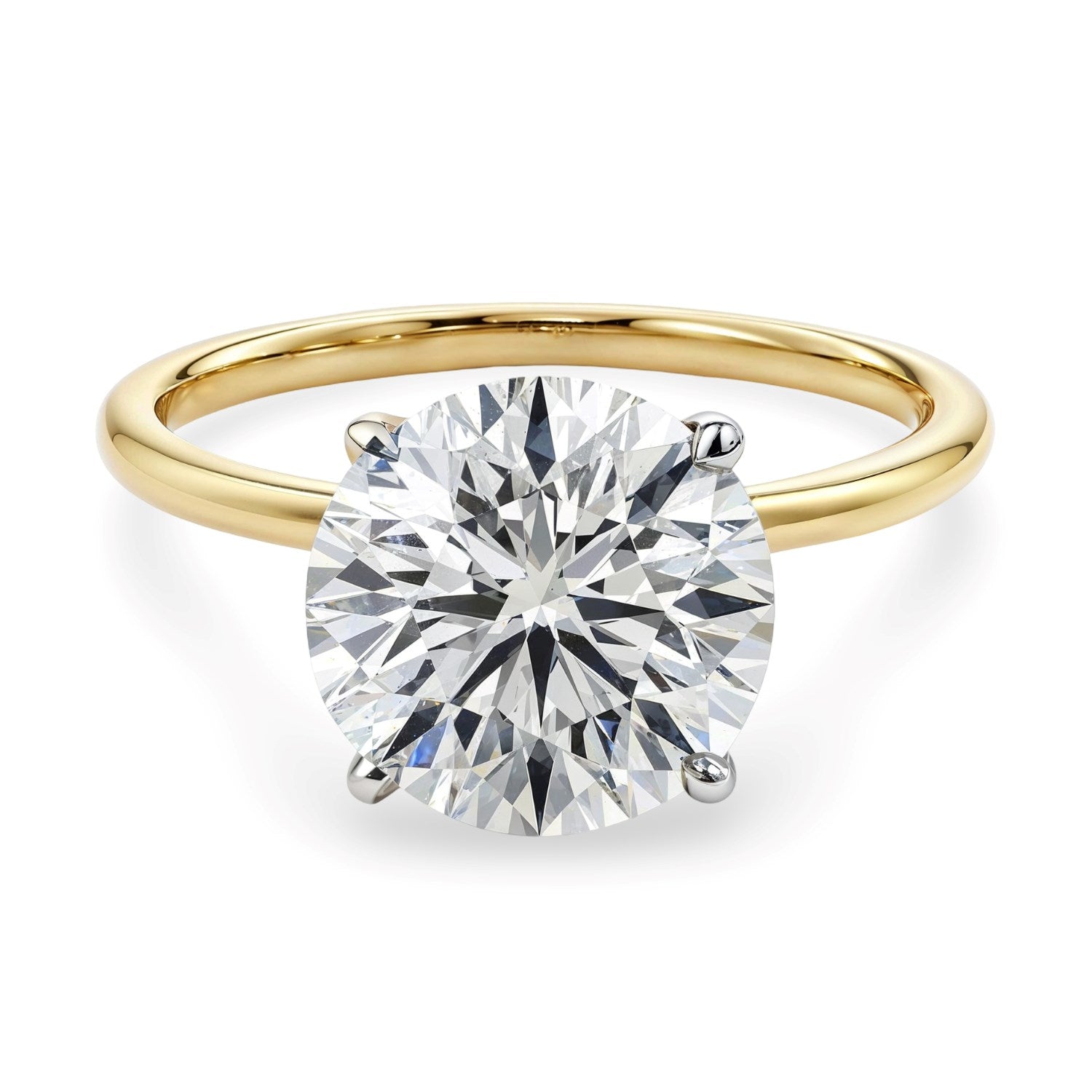 5 Carat Round Lab Grown IGI G/VS1 Diamond Solitaire Ring in 10K Yellow Gold for Women | Yene Store