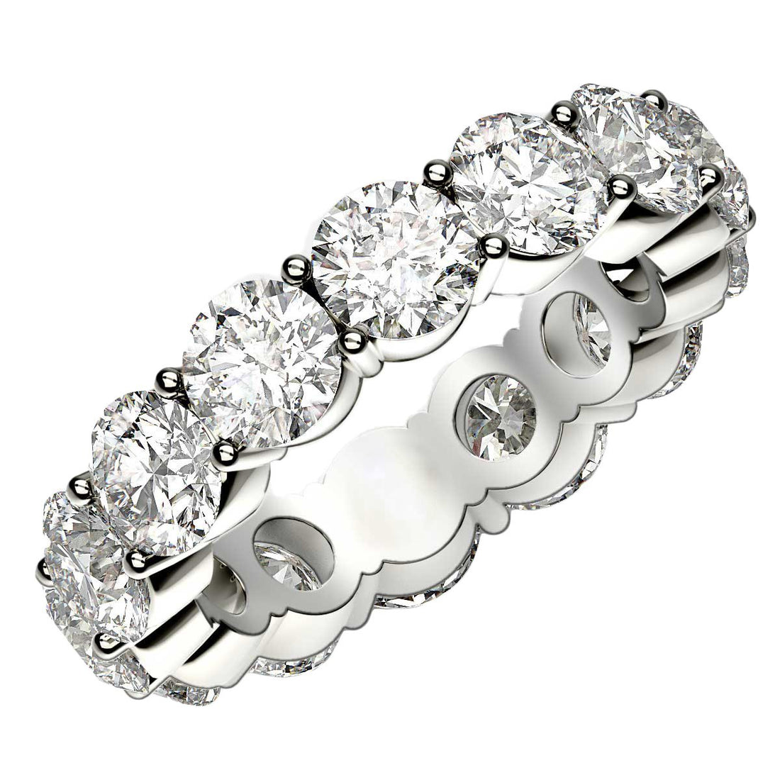 Round Cut Lab Grown Diamond Eternity Ring in 14k White Gold (6 cttw FG/VS2) for Women | Yene Store