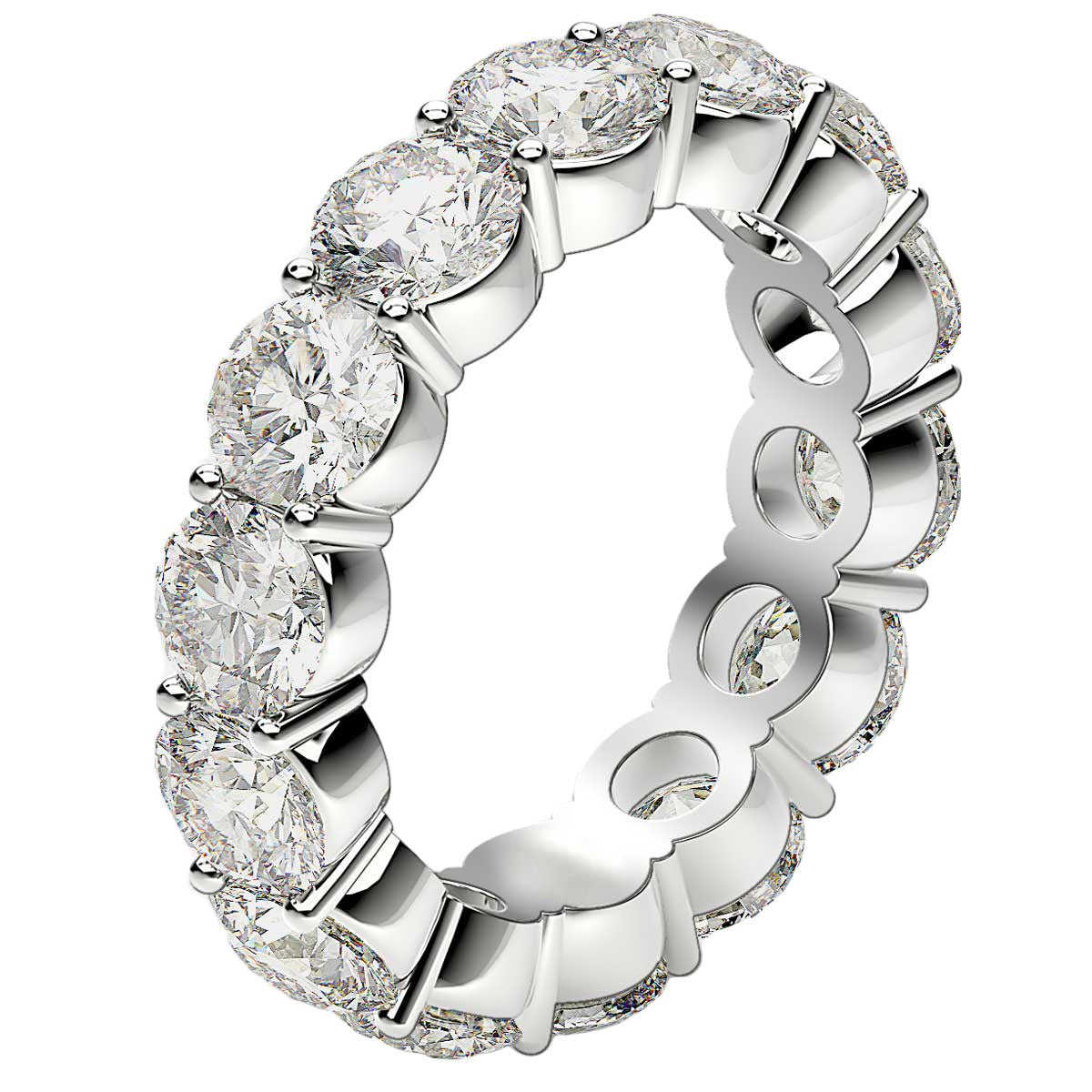 Round Cut Lab Grown Diamond Eternity Ring in 14k White Gold (6 cttw FG/VS2) for Women | Yene Store
