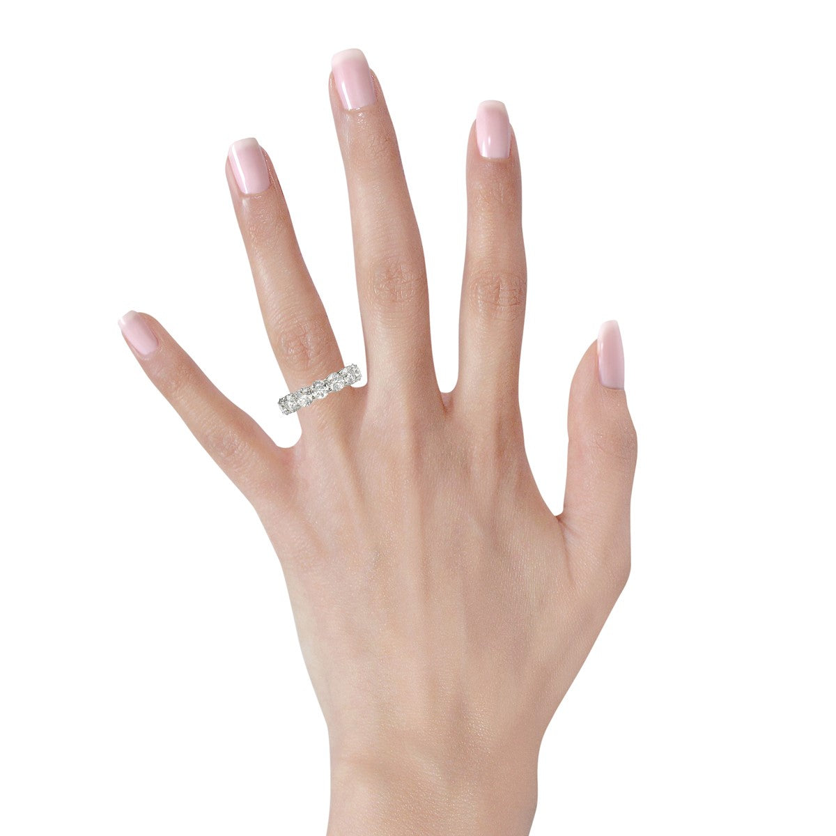 Round Cut Lab Grown Diamond Eternity Ring in 14k White Gold (6 cttw FG/VS2) for Women | Yene Store