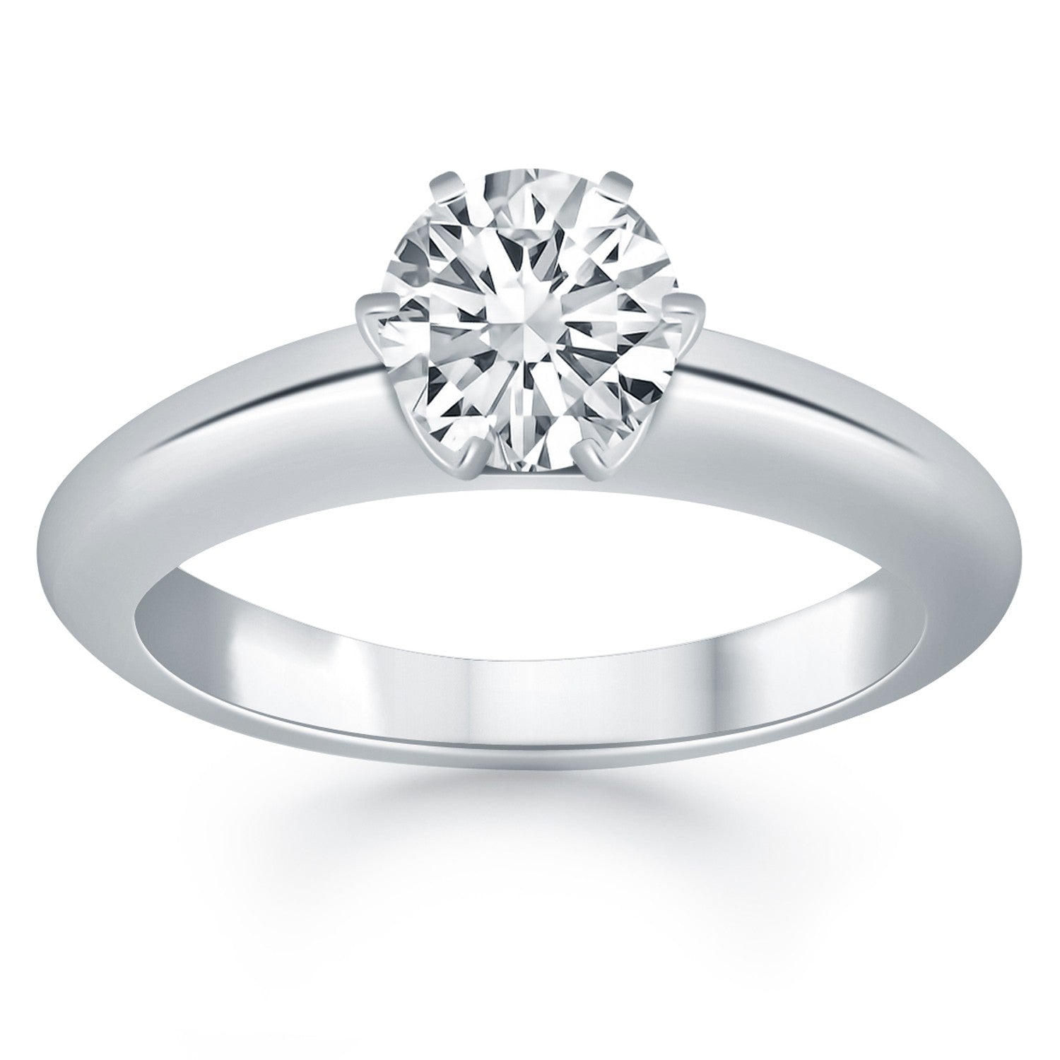 14k White Gold Solitaire Cathedral Engagement Ring for Women | Yene Store