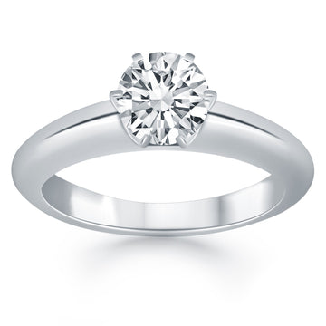 14k White Gold Solitaire Cathedral Engagement Ring for Women | Yene Store