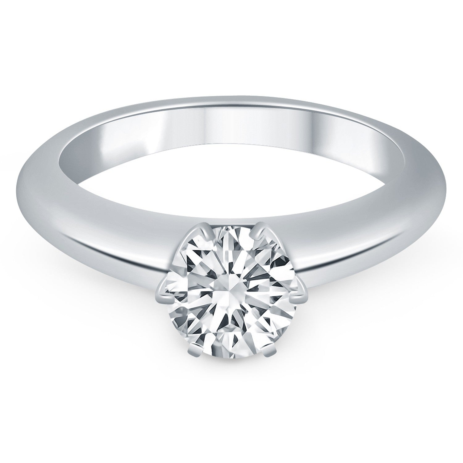 14k White Gold Solitaire Cathedral Engagement Ring for Women | Yene Store
