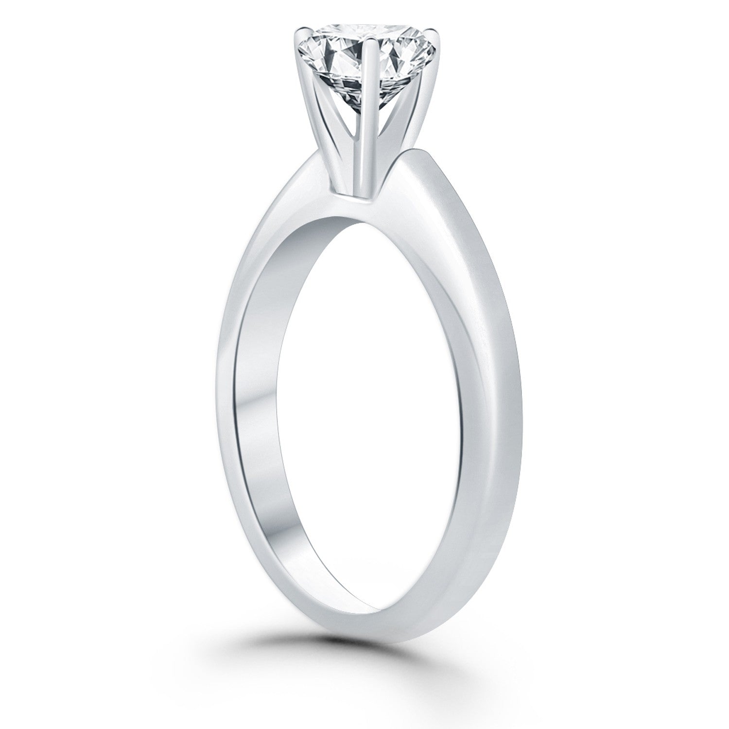 14k White Gold Solitaire Cathedral Engagement Ring for Women | Yene Store
