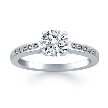 14k White Gold Diamond Channel Cathedral Engagement Ring for Women | Yene Store