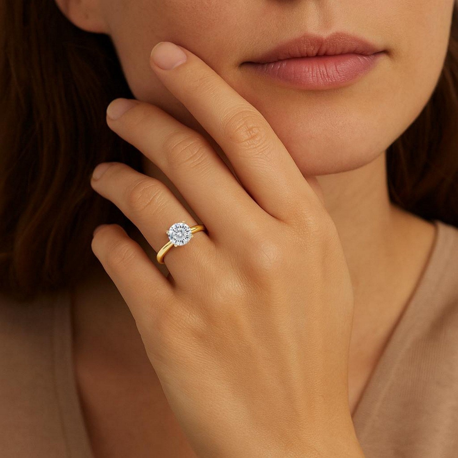 1 1/2 Carat Round Lab Grown IGI G/VS1 Diamond Solitaire Ring for Women | Yene store