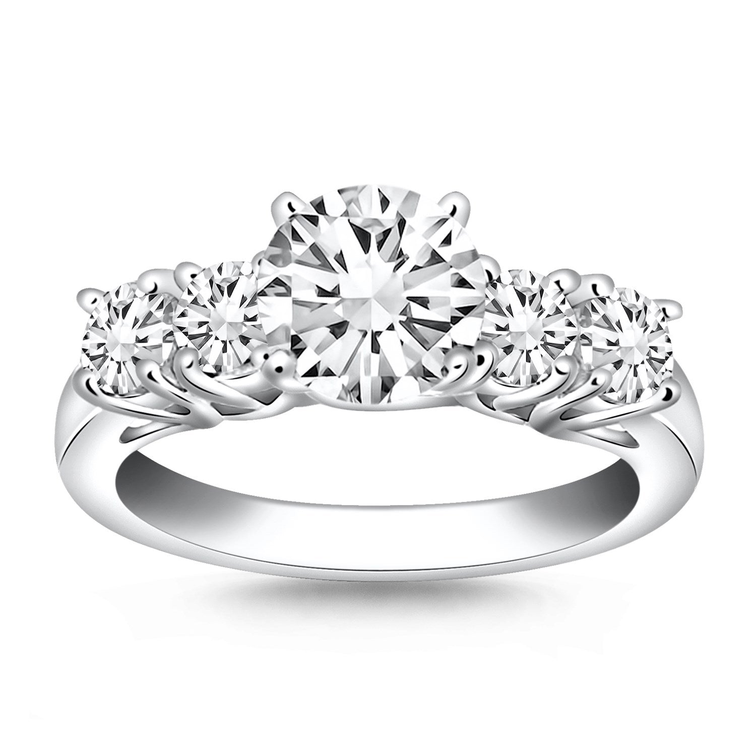 14k White Gold Five Stone Diamond Trellis Engagement Ring for Women | Yene Store