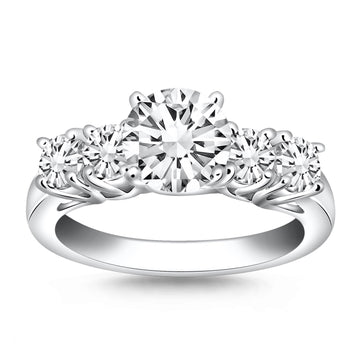 14k White Gold Five Stone Diamond Trellis Engagement Ring for Women | Yene Store