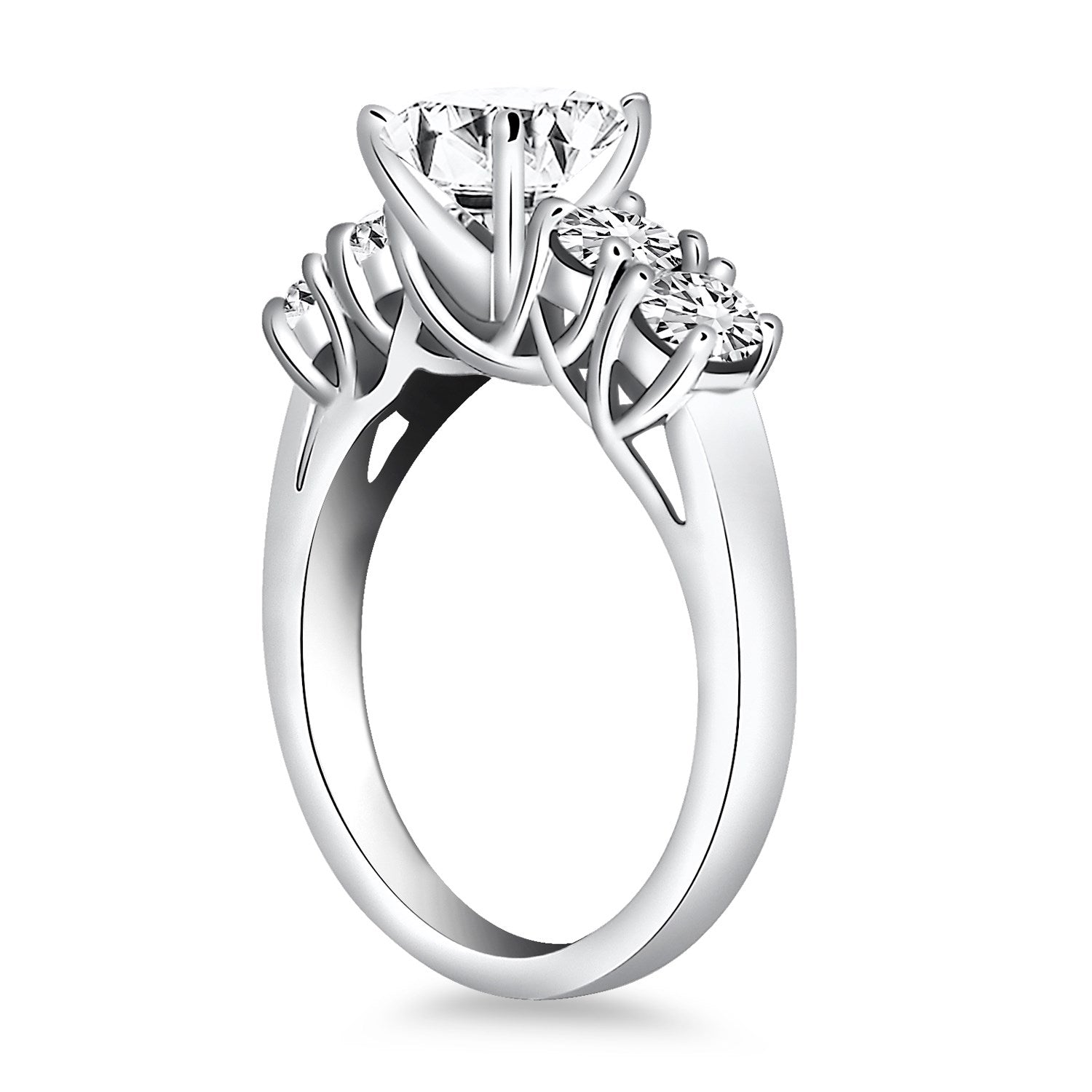 14k White Gold Five Stone Diamond Trellis Engagement Ring for Women | Yene Store