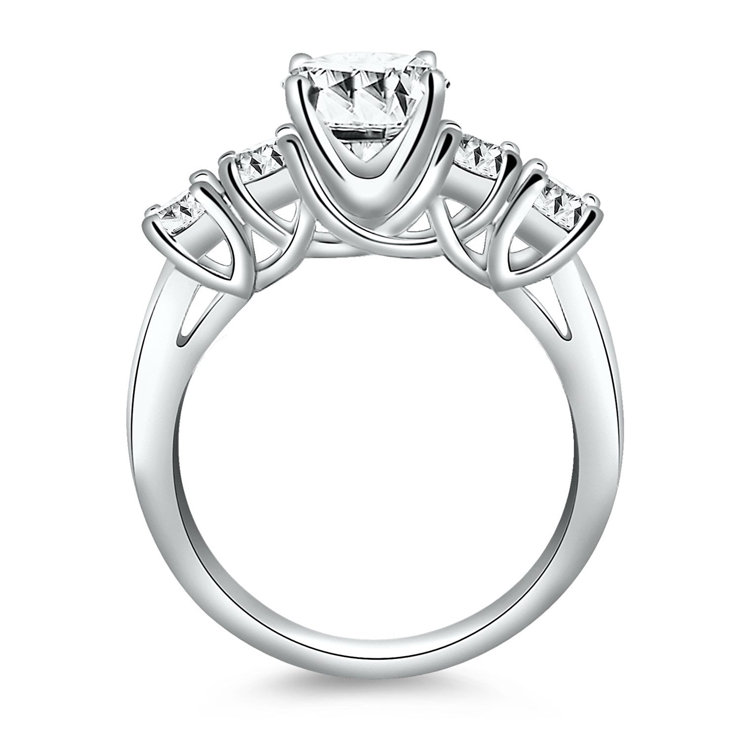 14k White Gold Five Stone Diamond Trellis Engagement Ring for Women | Yene Store