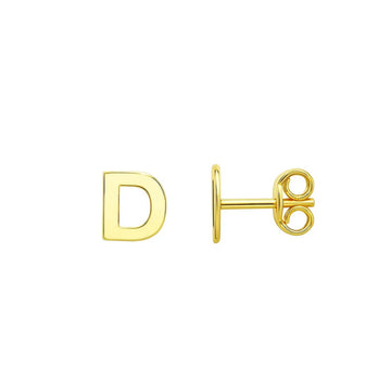 14K Yellow Gold Yours Truly Initial D Stud Earrings for Women | Yene Store