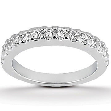 14k White Gold Shared Prong Diamond Wedding Ring Band for Women | Yene Store