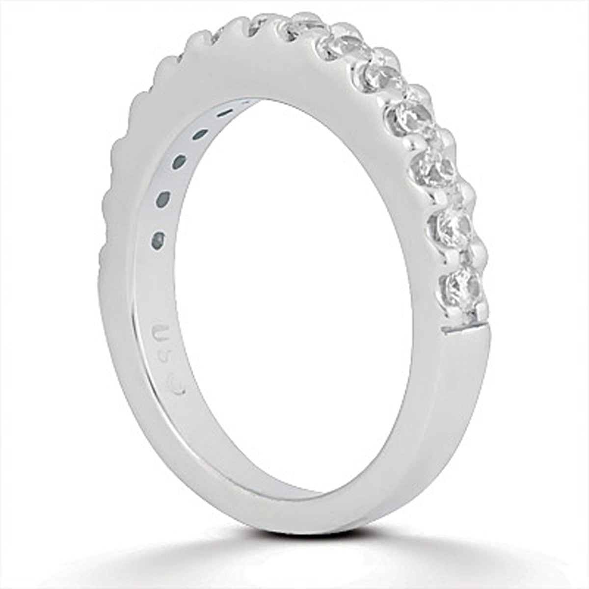 14k White Gold Shared Prong Diamond Wedding Ring Band for Women | Yene Store