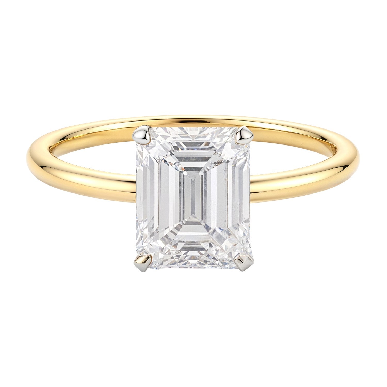 2 Carat Emerald Lab Grown IGI G/VS1 Diamond Solitaire Ring in 14K Yellow Gold