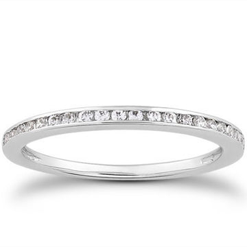 14k White Gold Slim Diamond Channel Set Wedding Ring Band for Women | Yene Store