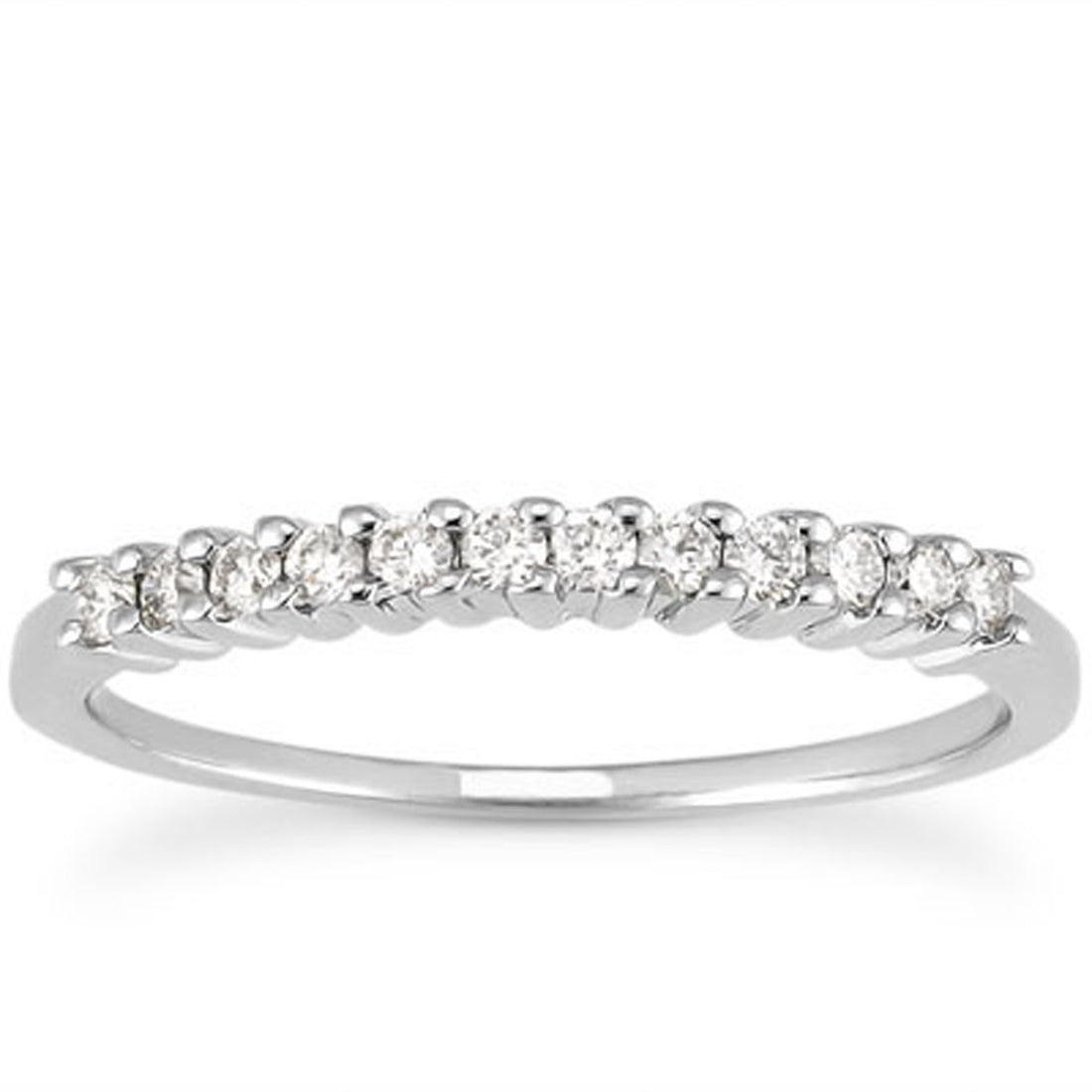 14k White Gold Raised Shared Prong Diamond Wedding Ring Band for Women | Yene store