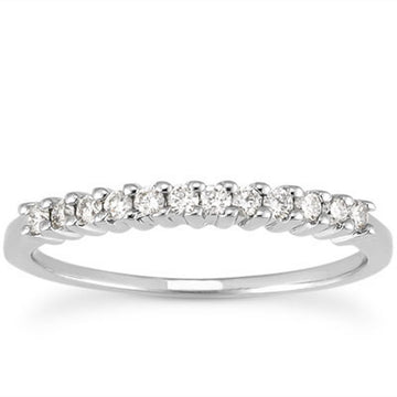14k White Gold Raised Shared Prong Diamond Wedding Ring Band for Women | Yene store