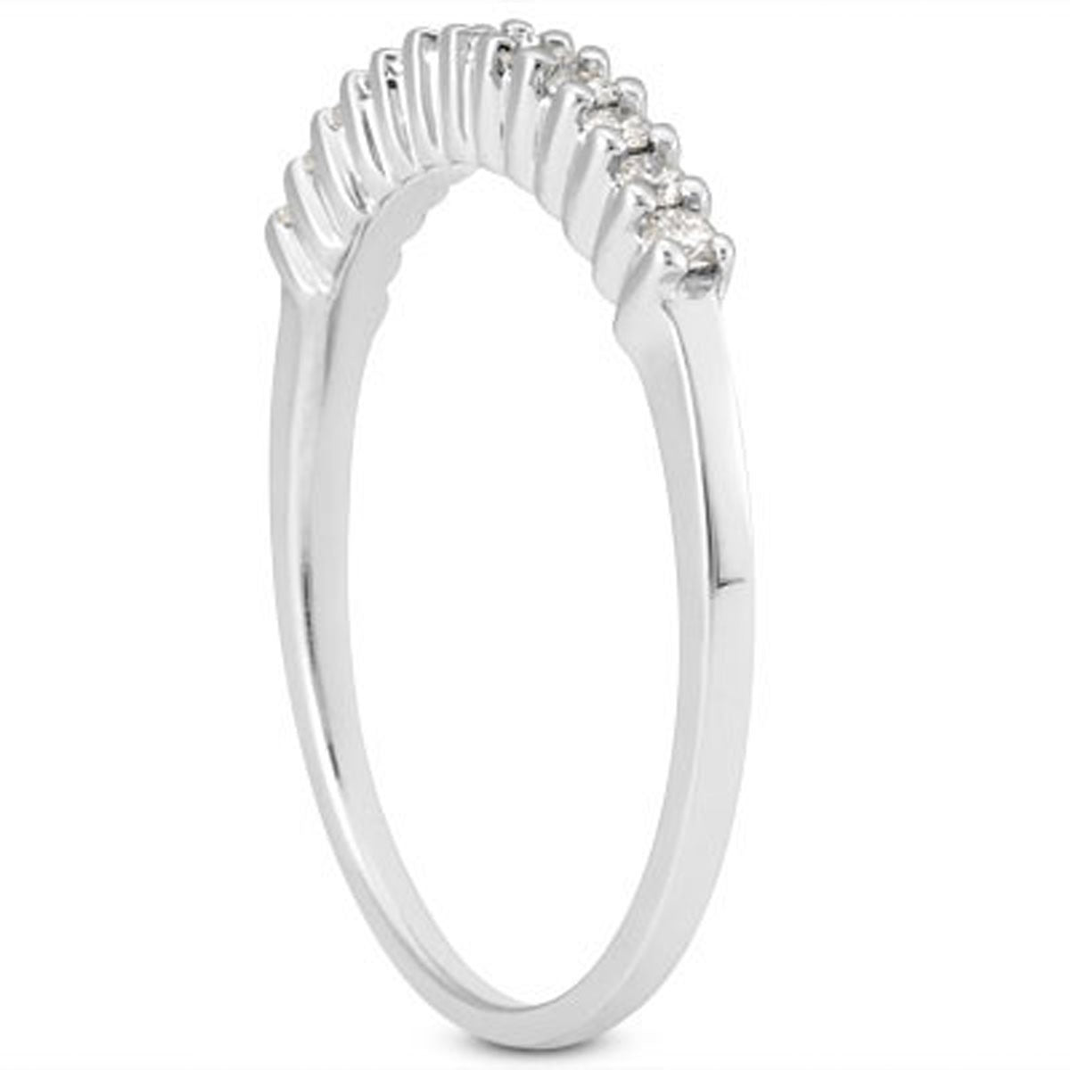 14k White Gold Raised Shared Prong Diamond Wedding Ring Band for Women | Yene store