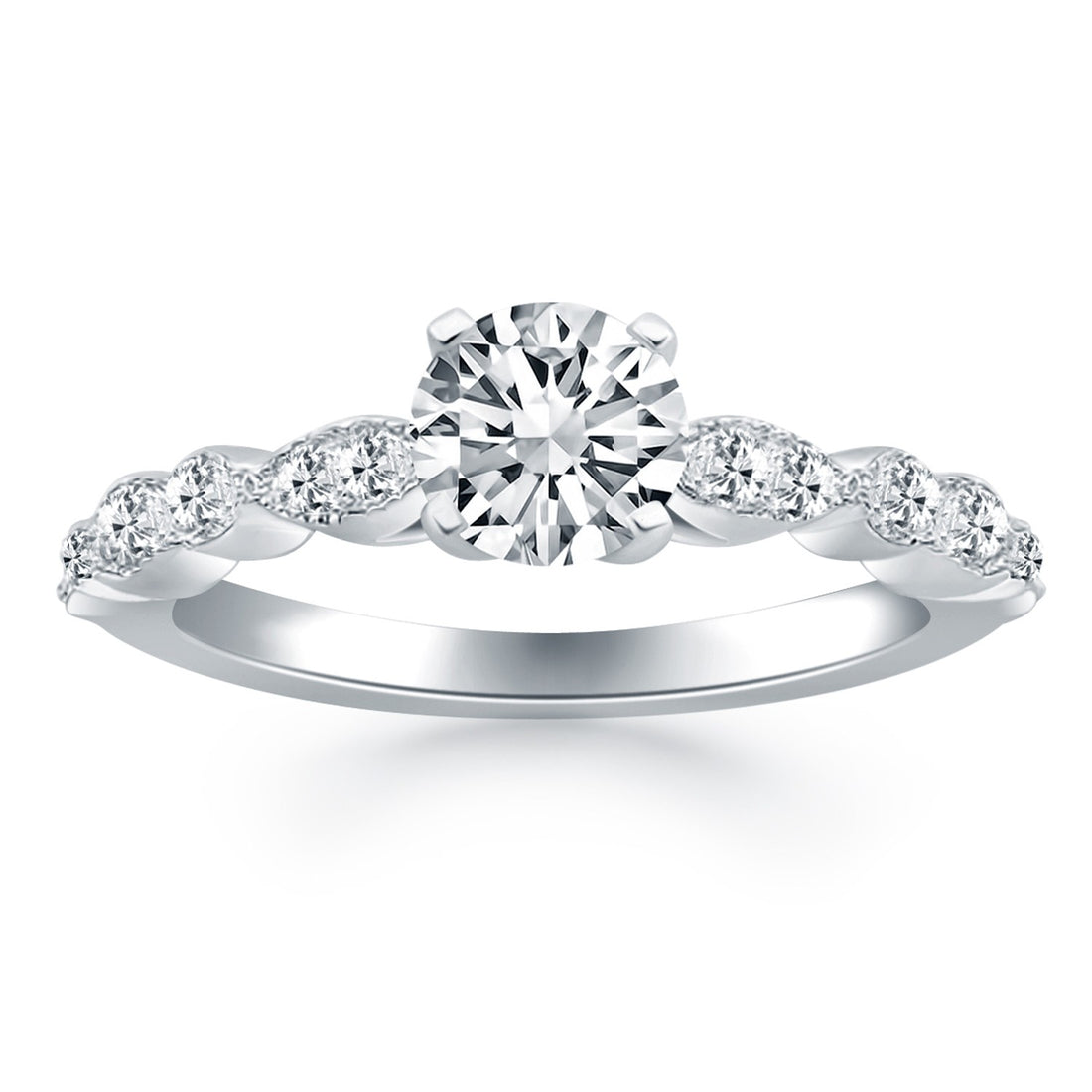 14k White Gold Fancy Shaped Diamond Engagement Ring for Women | Yene Store
