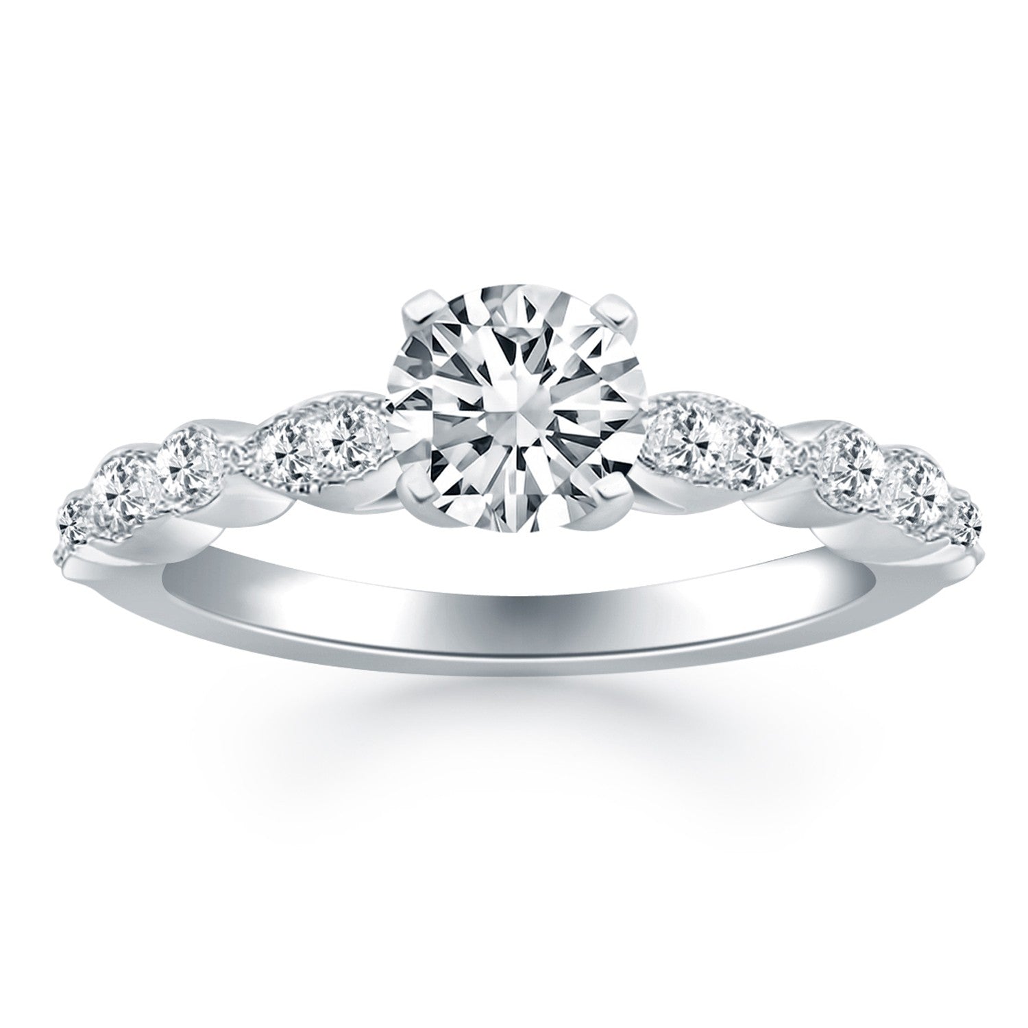 14k White Gold Fancy Shaped Diamond Engagement Ring for Women | Yene Store