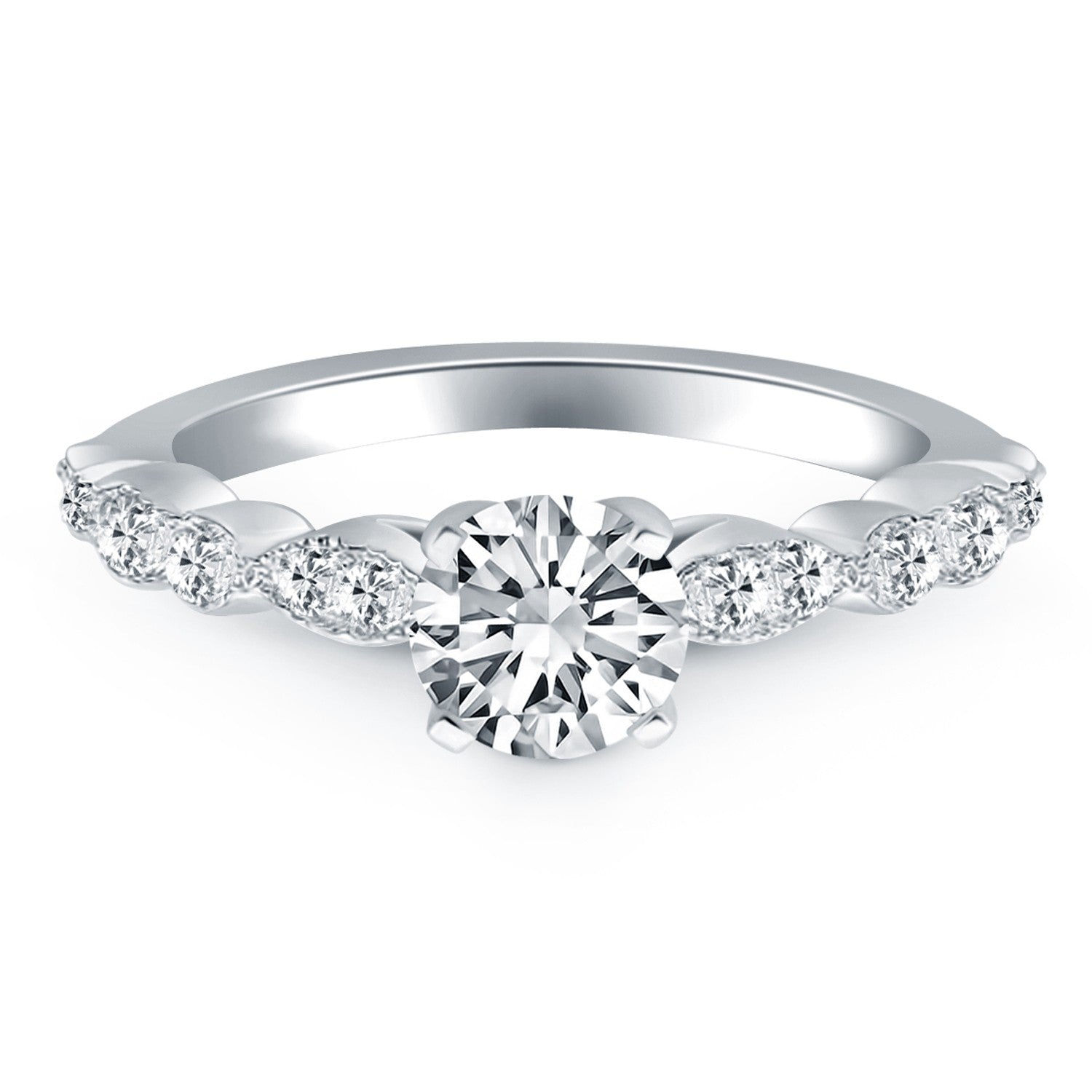 14k White Gold Fancy Shaped Diamond Engagement Ring for Women | Yene Store