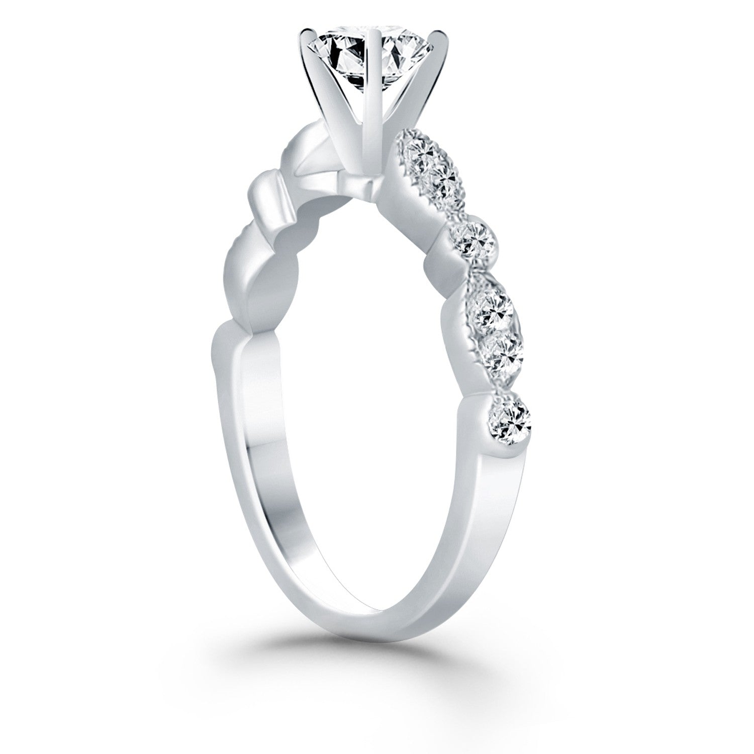 14k White Gold Fancy Shaped Diamond Engagement Ring for Women | Yene Store