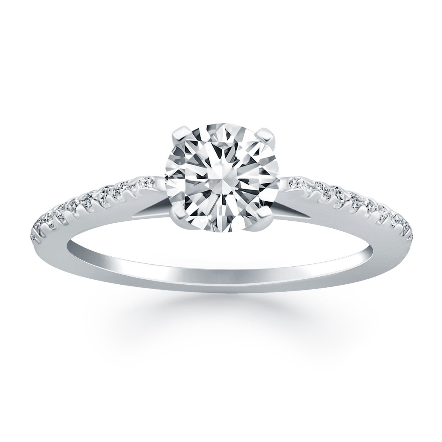 14k White Gold Micro Prong Diamond Cathedral Engagement Ring for Women | Yene Store