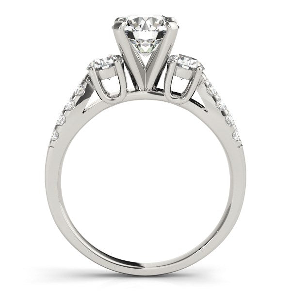 14k White Gold Split Shank 3 Stone Round Diamond Engagement Ring (2 cttw) for Women | Yene Store