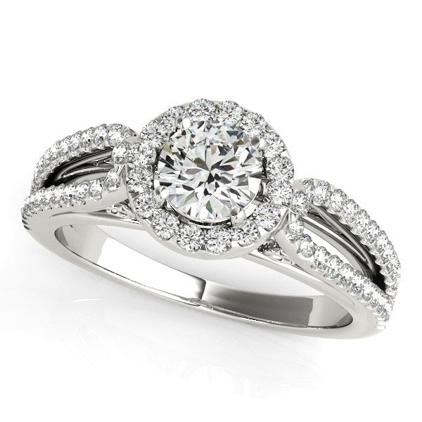 14k White Gold Diamond Engagement Ring with Teardrop Split Shank (7/8 cttw) for Women | Yene Store