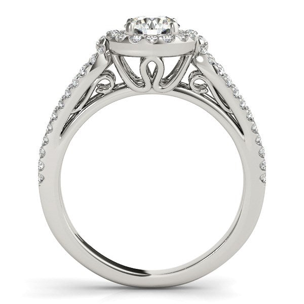 14k White Gold Diamond Engagement Ring with Teardrop Split Shank (7/8 cttw) for Women | Yene Store