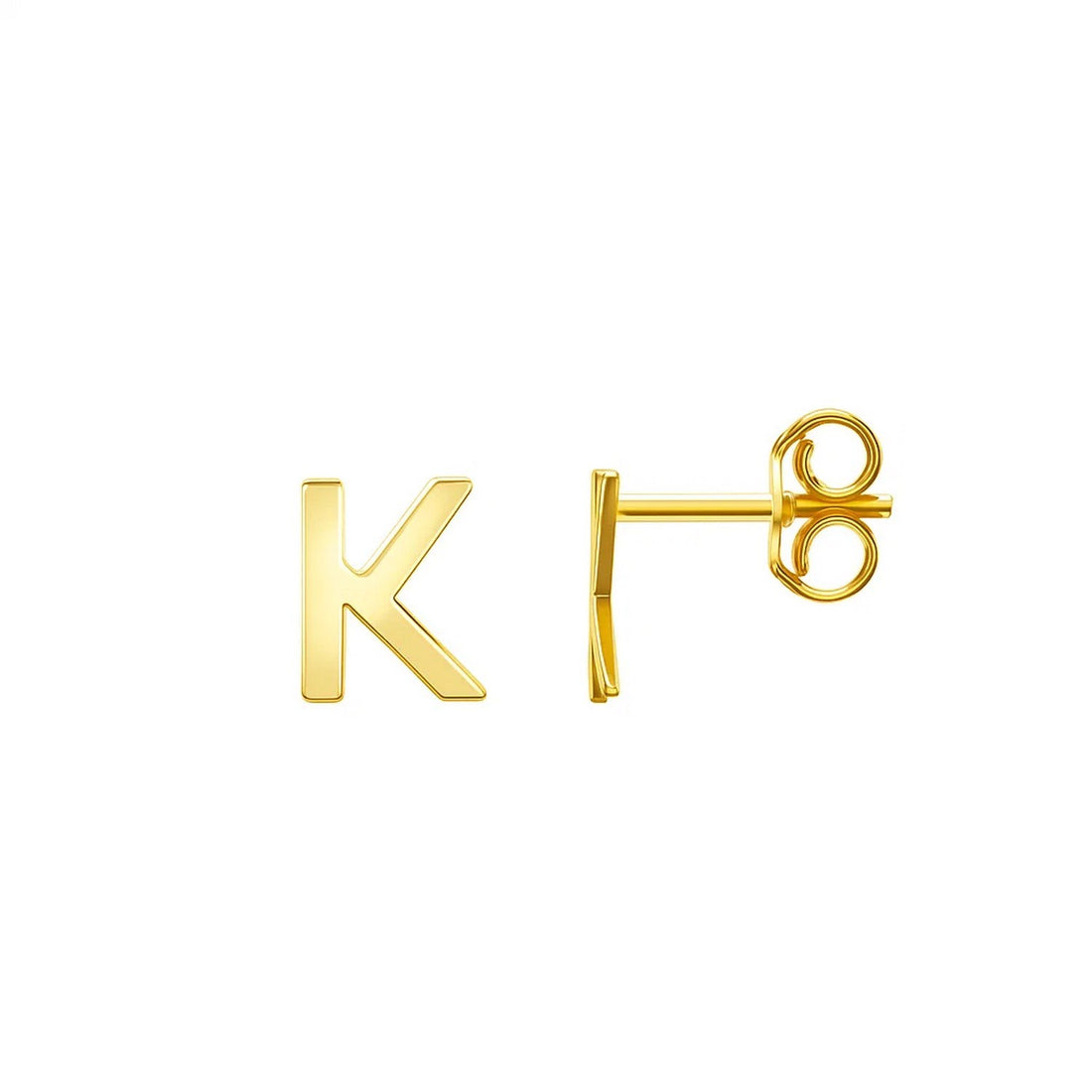 14K Yellow Gold Yours Truly Initial K Stud Earrings for women | Yene Store