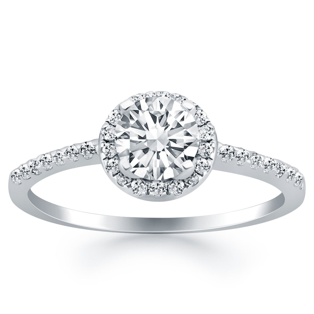 14k White Gold Diamond Halo Collar Engagement Ring for Women | Yene Store