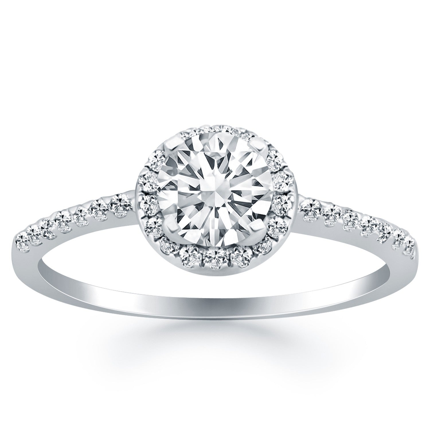 14k White Gold Diamond Halo Collar Engagement Ring for Women | Yene Store