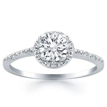 14k White Gold Diamond Halo Collar Engagement Ring for Women | Yene Store