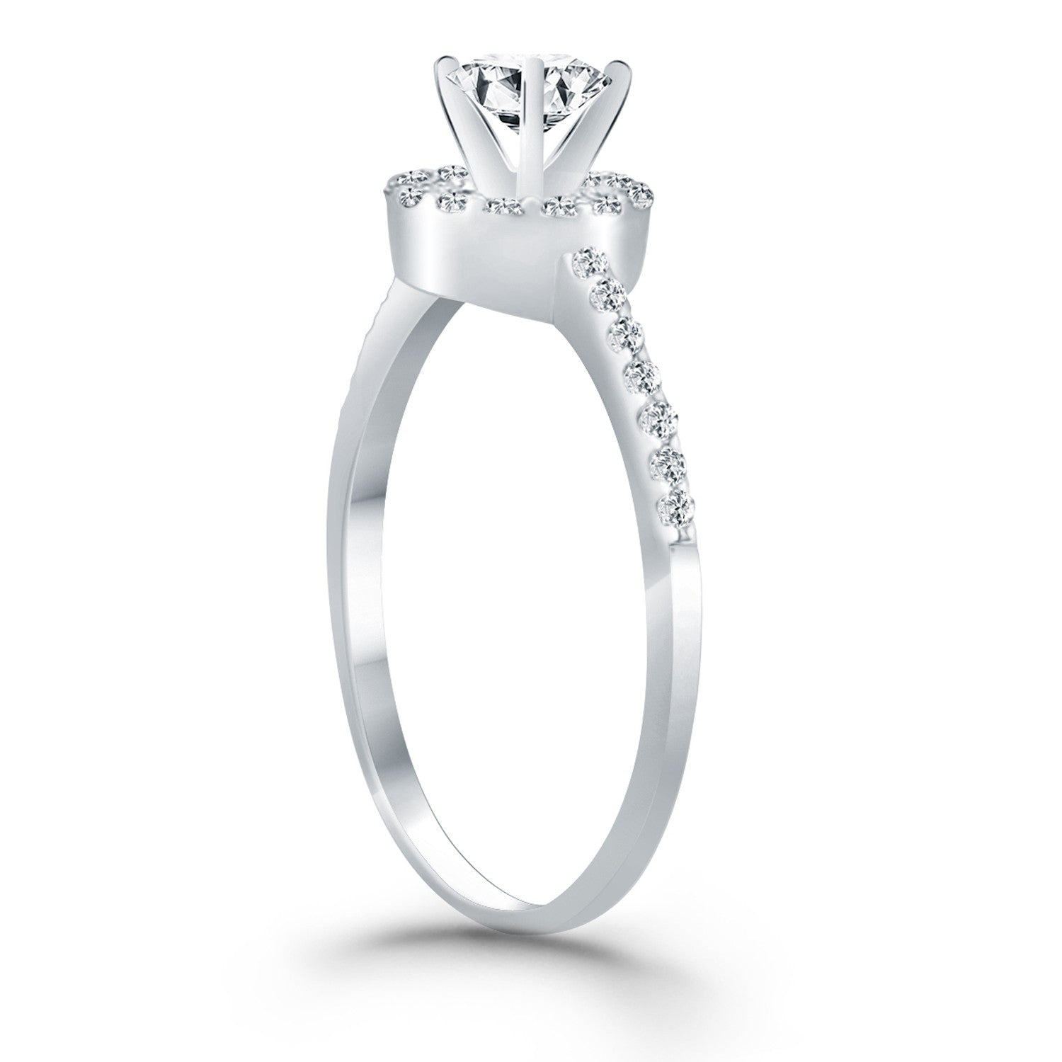 14k White Gold Diamond Halo Collar Engagement Ring for Women | Yene Store
